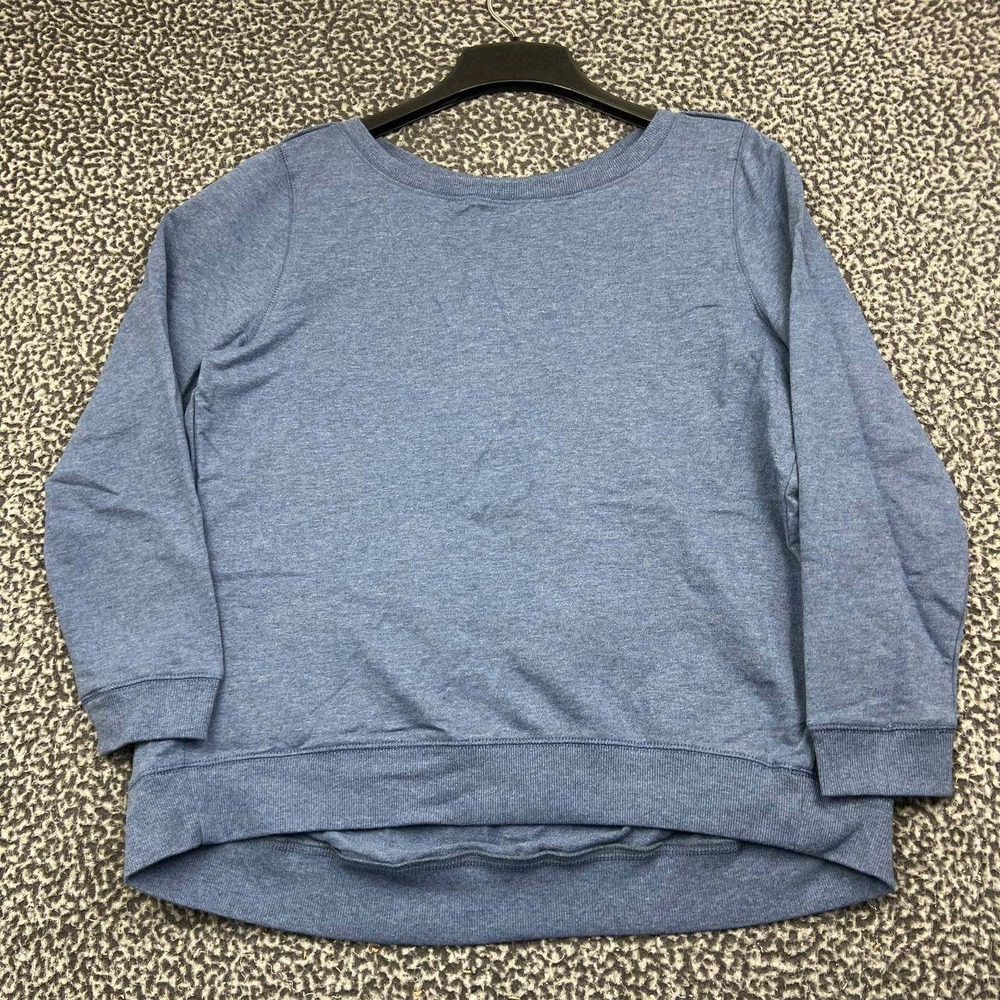 Country Store Sweatshirt Women Medium Blue Heathered Pleated Back Long Sleeve